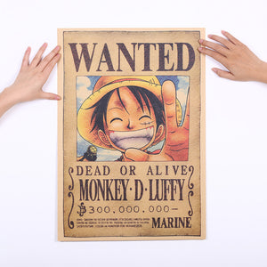 One Piece Posters Wall Stickers Luffy Wanted