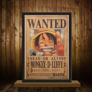 One Piece Posters Wall Stickers Luffy Wanted